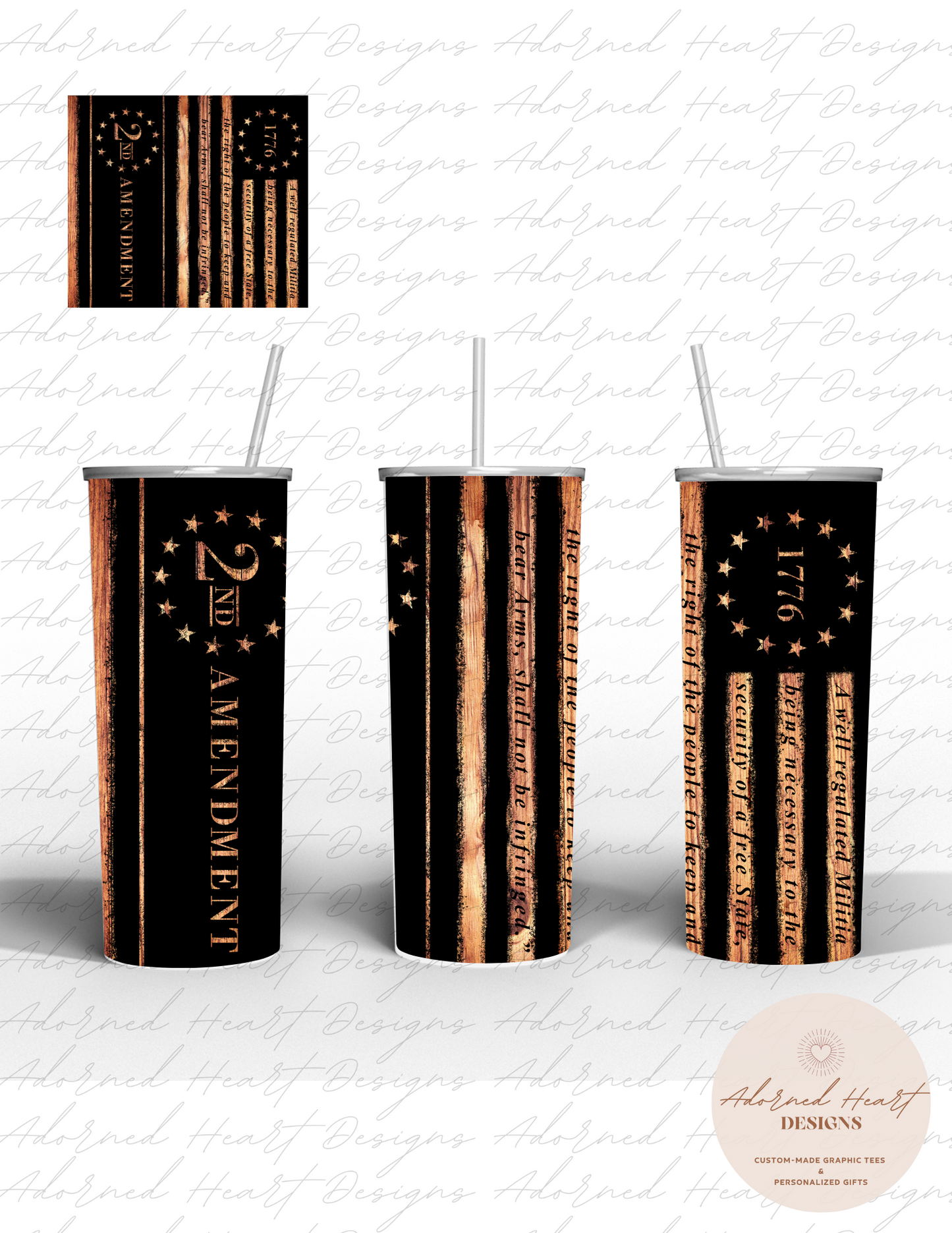 2nd Amendment Black/Wood 20 oz Tumbler
