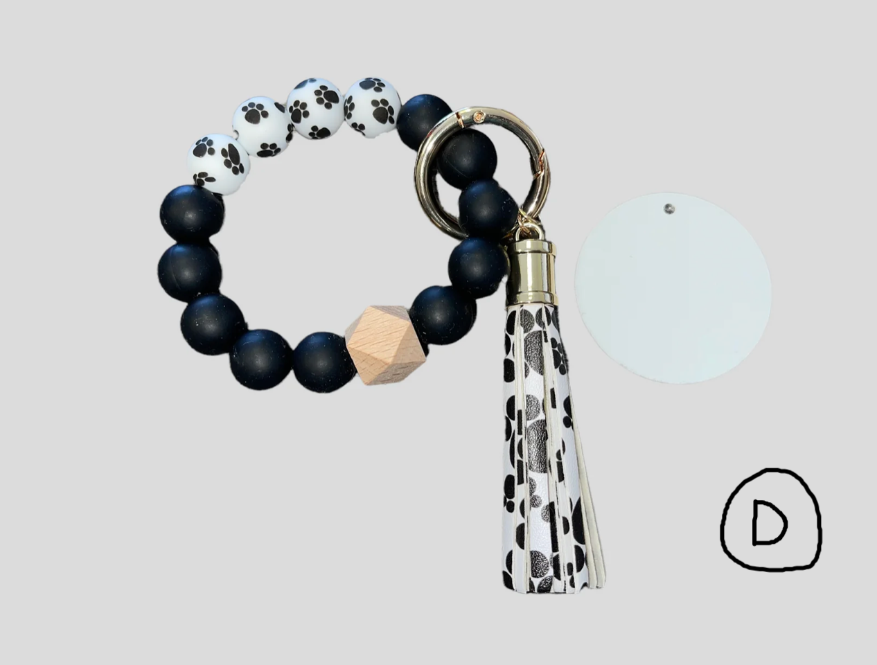 Personalized Silicone and Wood Bracelet Keychain
