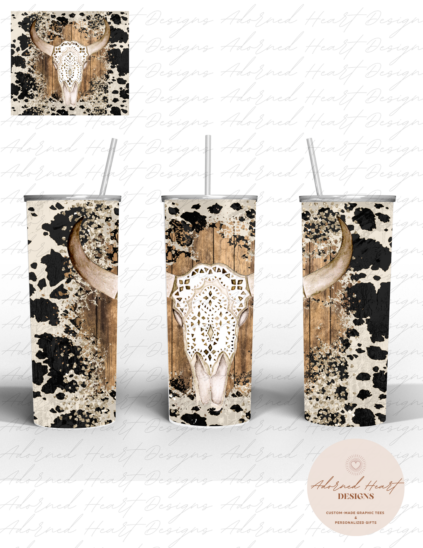 Western Cow Skull 20 oz Tumbler